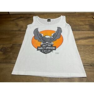 Vintage 3D Emblem Harley Davidson 1990 Eagle Graphic Tank Top Shirt Size Small